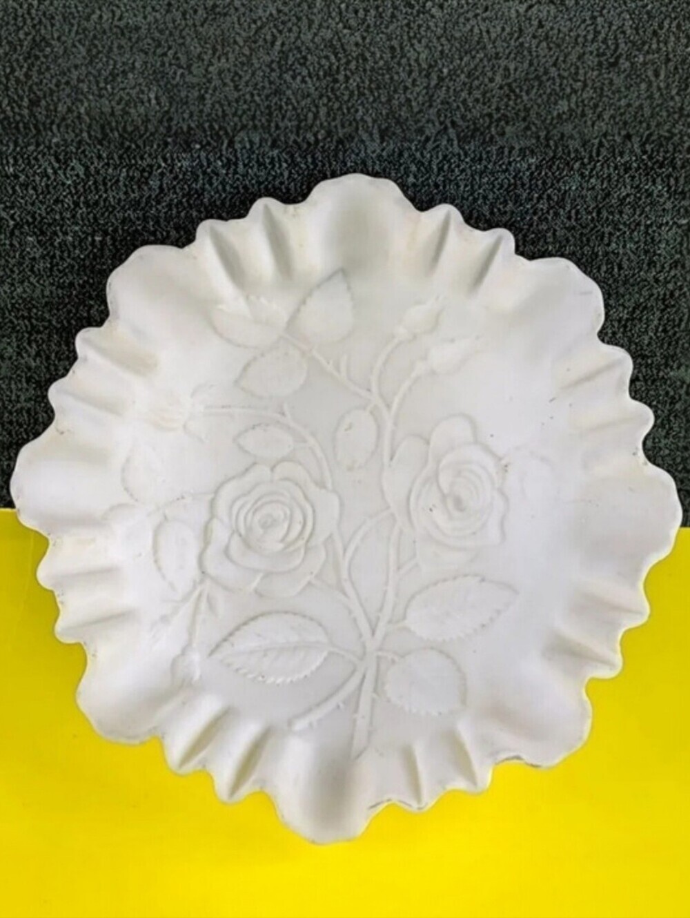 Vintage Frosted Milk Glass Rose Bowl